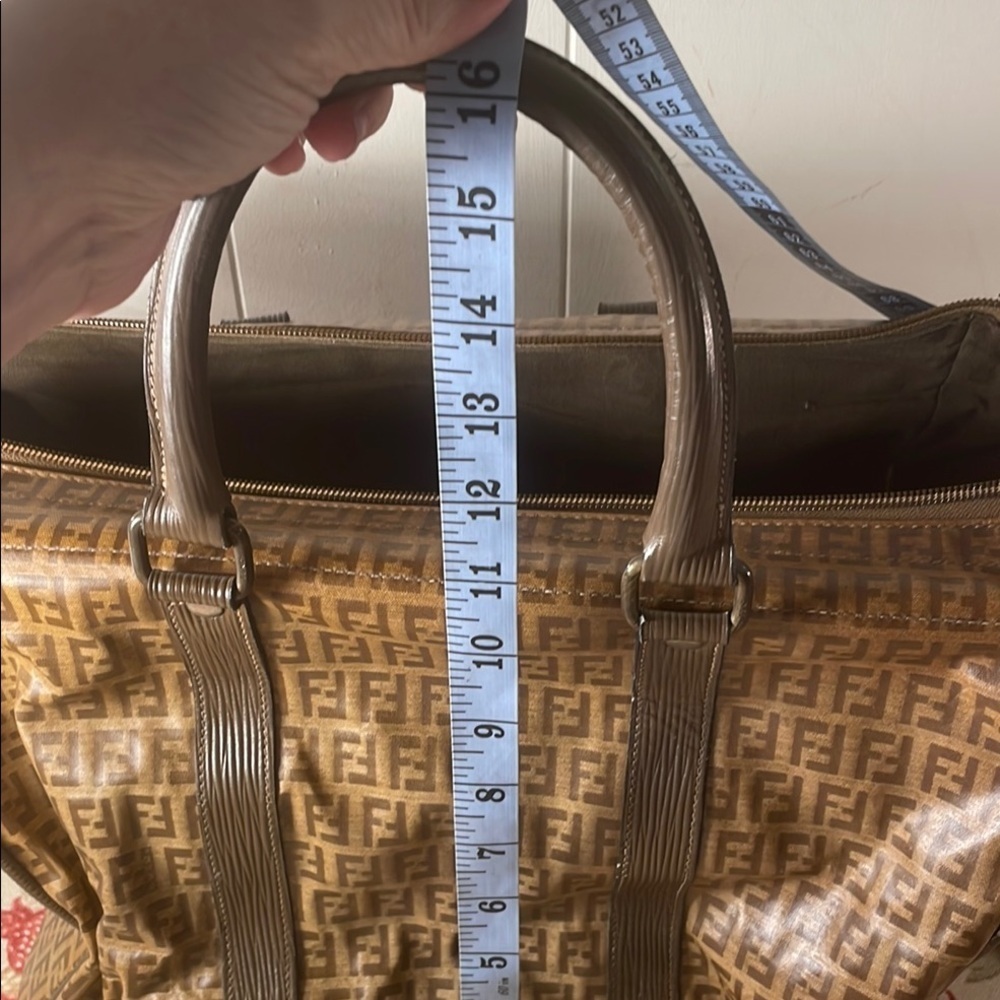 Fendi Zucca 48h Boston Brown Duffel Travel Bag with Monogram Design Unisex As Is - Picture 12 of 13